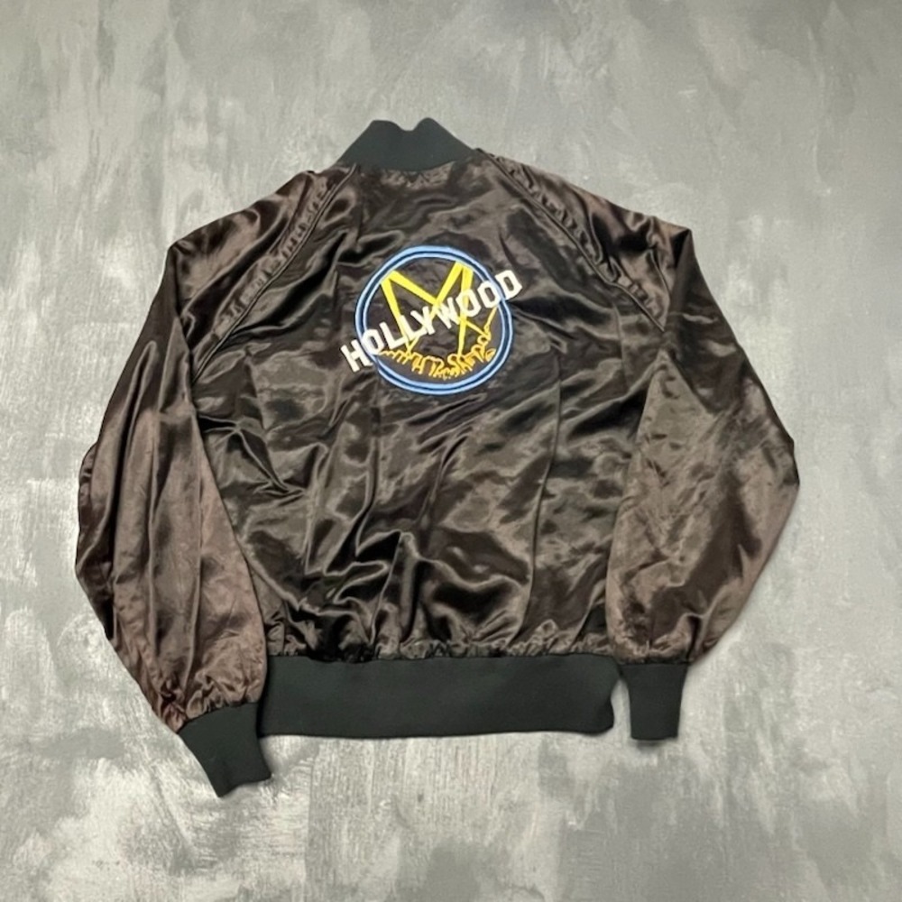 Vintage hollywood bomber jacket mens medium brown 1980s USA california eastwest
